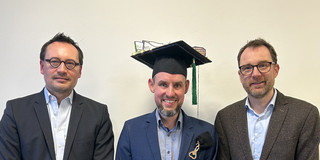 Marcel Altendeitering with Christian Janiesch and Falk Howar after defending his doctoral dissertation