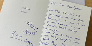 A thank-you card given to Natalia, signed by every student of the class